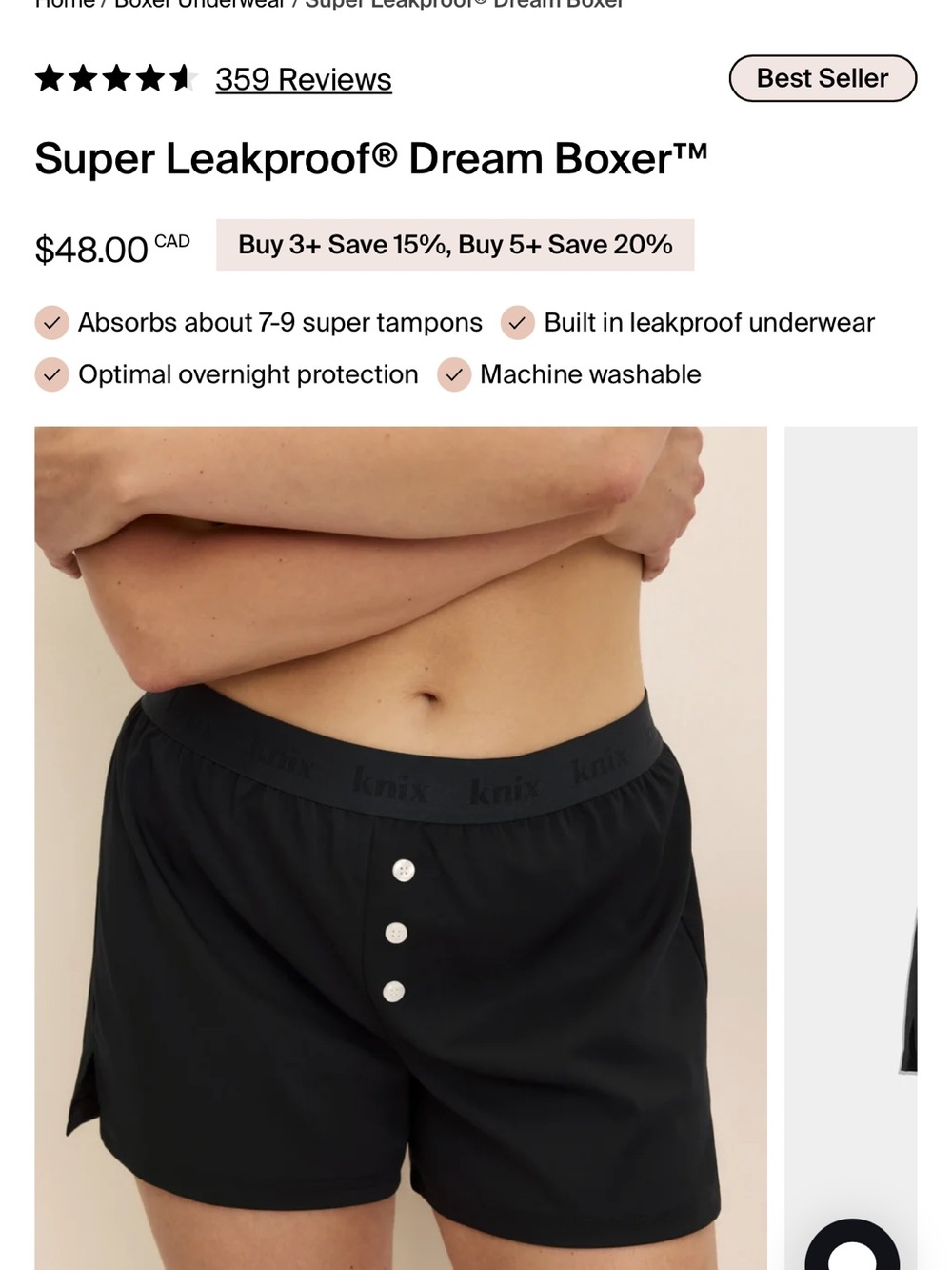 knix Super Leakproof Dream Boxer - Black
